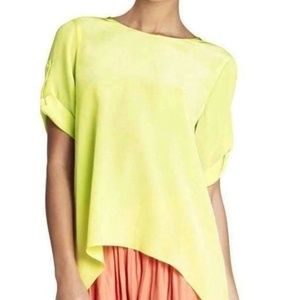 BCBGMAXAZRIA SILK LEMONGRASS CATERINA SPLIT BACK TOP (S)